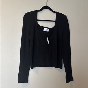 Old Navy NWT Women's Black Ribbed Sweater Material Top